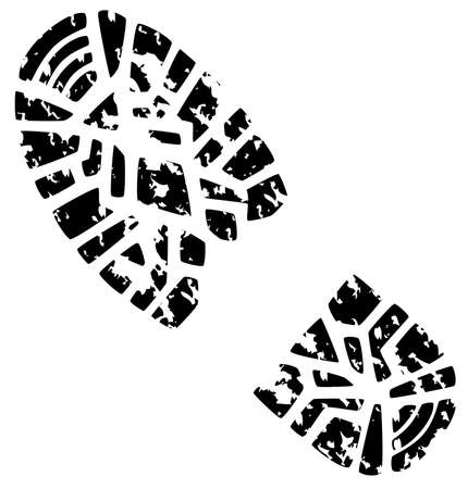 vector illustration of man's grunge foot printのイラスト素材