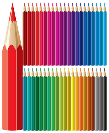 vector set of forty two colorful pencilsのイラスト素材