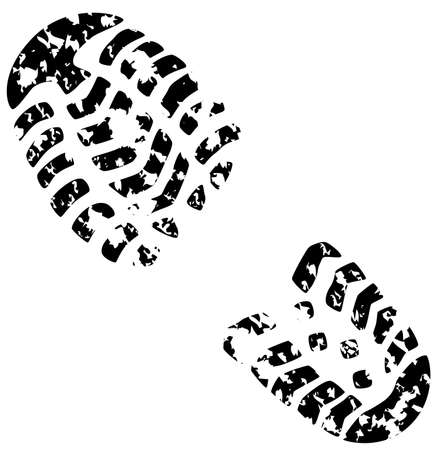 vector illustration of man's grunge foot printのイラスト素材