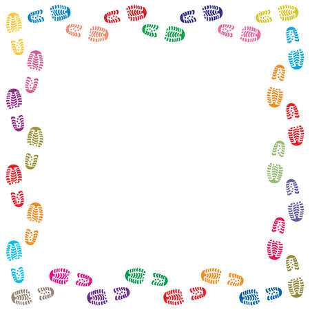 illustration of footprints borderのイラスト素材