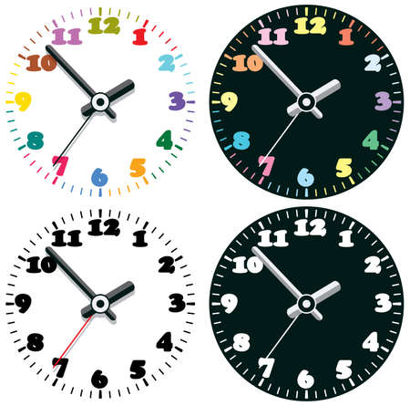 vector set of colorful clocks
