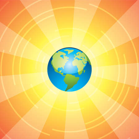 vector illustration of earth and sun raysのイラスト素材