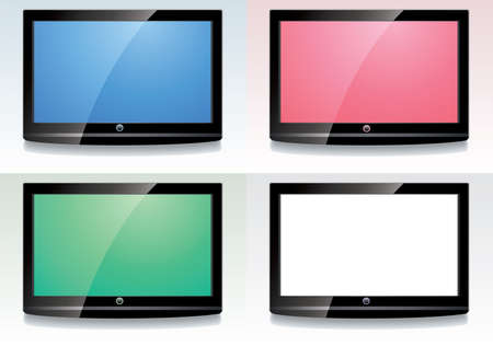 vector set of LCD screens with colorful displaysのイラスト素材