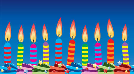  row of birthday candles on cakeのイラスト素材