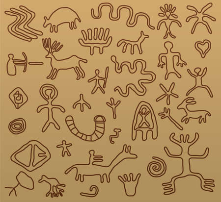 ancient petroglyphs のイラスト素材