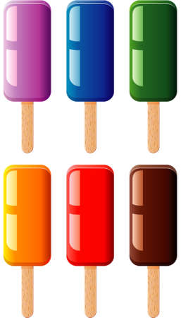 vector set of fruit and chocolate colorful popsiclesのイラスト素材