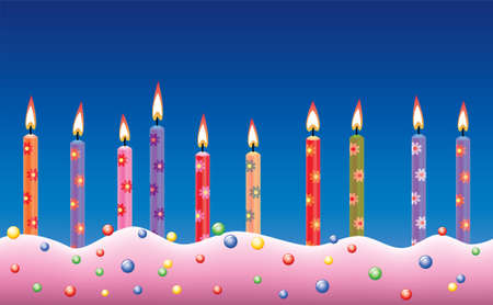 vector row of birthday candles on cakeのイラスト素材