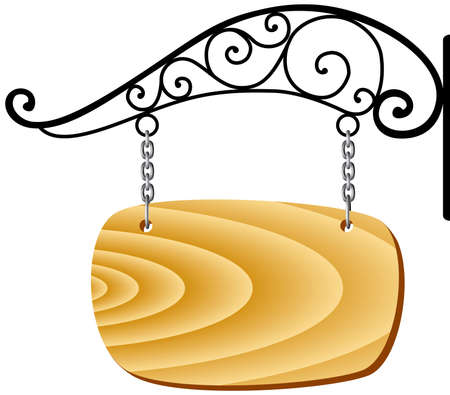 vector wooden signboard and metal decorationのイラスト素材