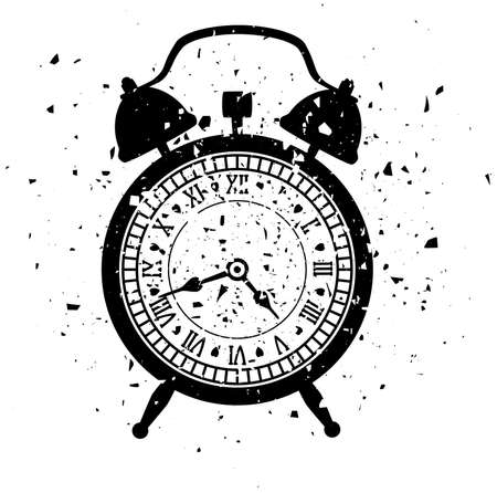 retro alarm clock in grungy styleのイラスト素材