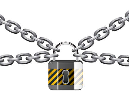 metal chain and padlockのイラスト素材