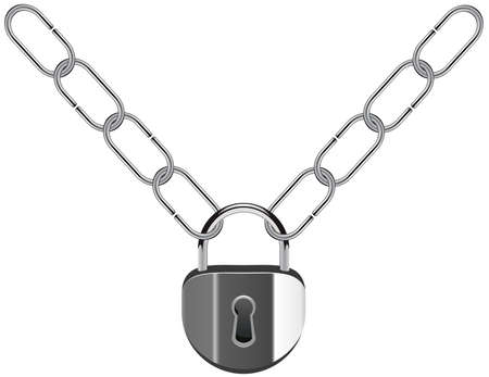 vector illustration of metal chain and padlockのイラスト素材