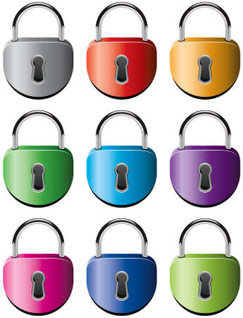 set of colorful metal padlocksのイラスト素材