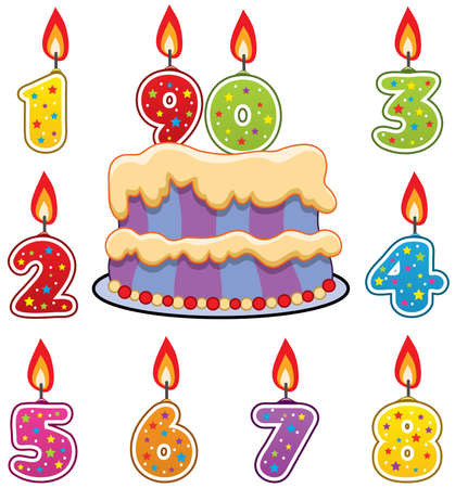 birthday candles and cakeのイラスト素材