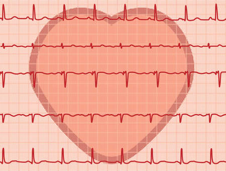 vector heart and heartbeat electrocardiogram