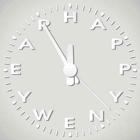 vector illustration of happy new year paper clock のイラスト素材