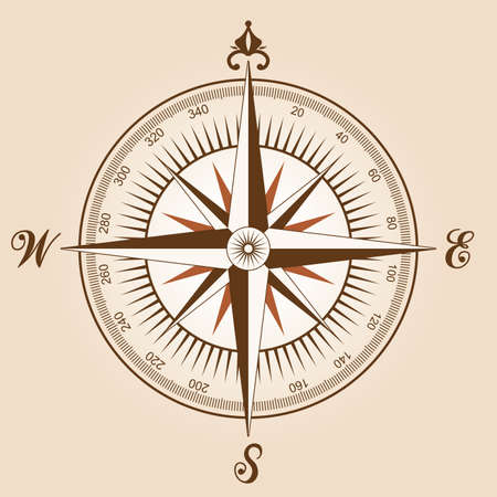 vector design of brown vintage compass のイラスト素材
