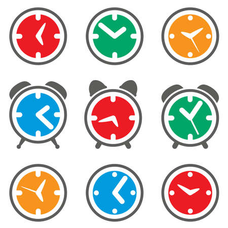 vector set of colorful clock symbols