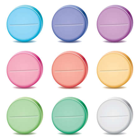 vector set of colorful pills のイラスト素材