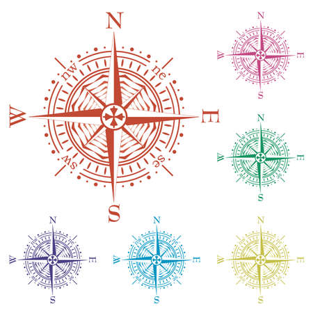  set of colorful compasses のイラスト素材