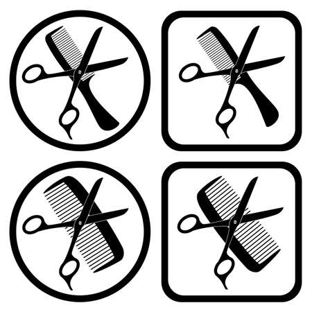 vector hairdresser scissors and comb symbolsのイラスト素材