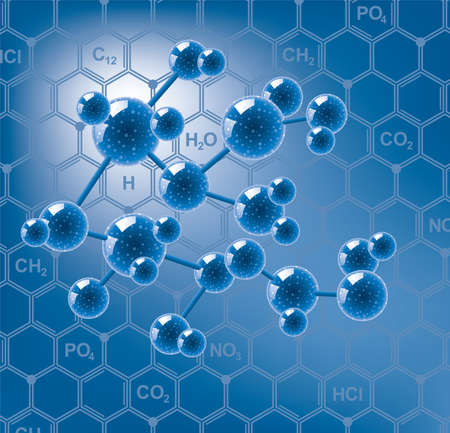 vector abstract molecule or microbe background のイラスト素材