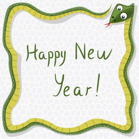 happy new year background with snake as a borderのイラスト素材