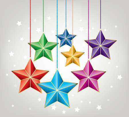 vector christmas holiday decoration with colorful starsのイラスト素材