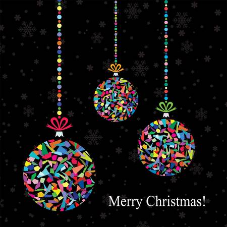 vector illustration of abstract card with christmas balls のイラスト素材