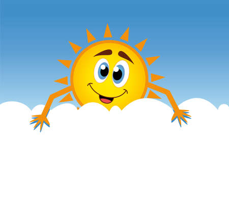 illustration of happy sun with cloud copyspaceのイラスト素材