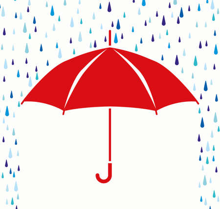 vector symbol of umbrella protection from rain drops 