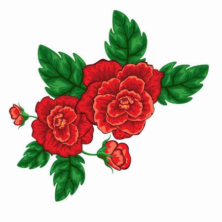 decorative floral of tropical flowers with leaves のイラスト素材