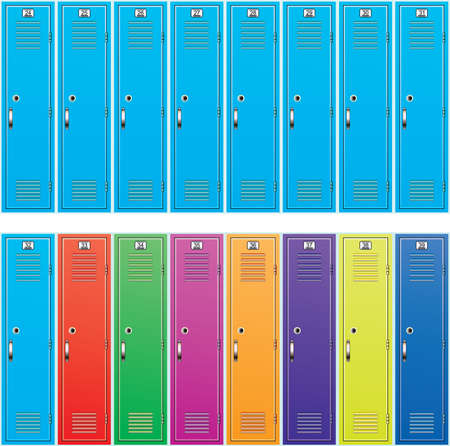 vector background of colorful school lockersのイラスト素材