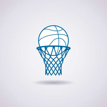 vector basketball ball and net iconのイラスト素材