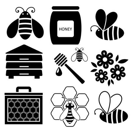 icons of bees and honey businessのイラスト素材