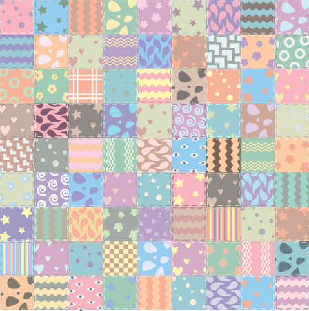 vector patchwork handicraft fabric backgroundのイラスト素材