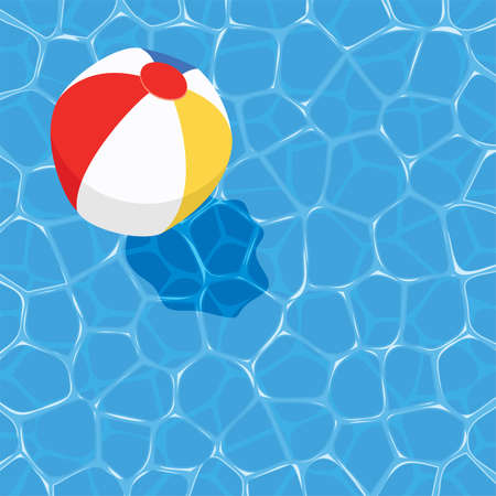 vector summer background with ball floating on waterのイラスト素材