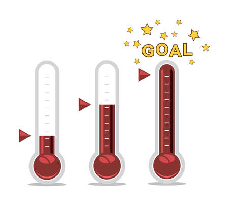 vector clipart of goal thermometers at different levelsのイラスト素材