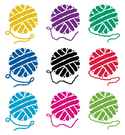 vector set of yarn ball iconsのイラスト素材