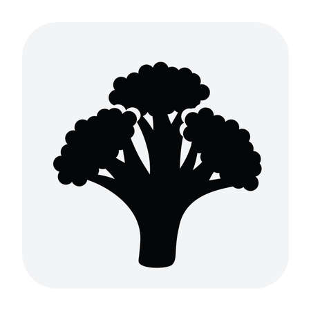 vector black and white icon of broccoli as healthy organic food for vegetarian dietのイラスト素材