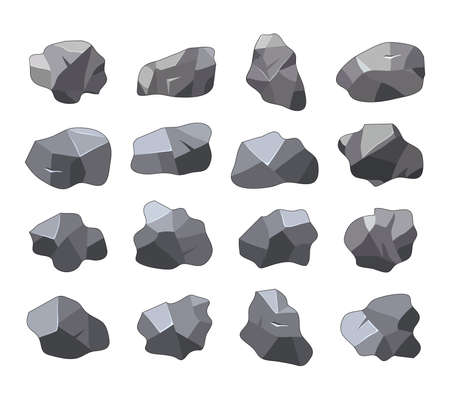 vector set of cartoon rock stonesのイラスト素材