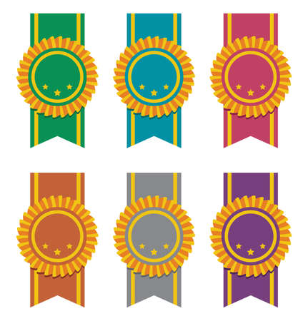 set of ribbon badgesのイラスト素材