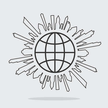 global panorama design as urban line shapeのイラスト素材