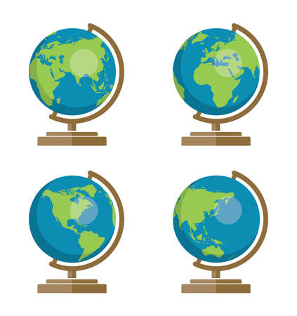 collection of school earth globes icons for geography illustrationのイラスト素材