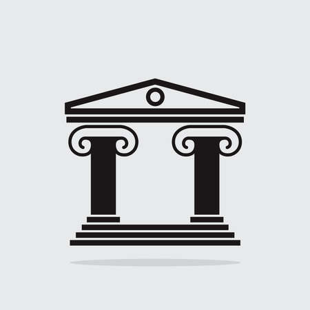 black and white icon of ancient greek architecture building with columnsのイラスト素材