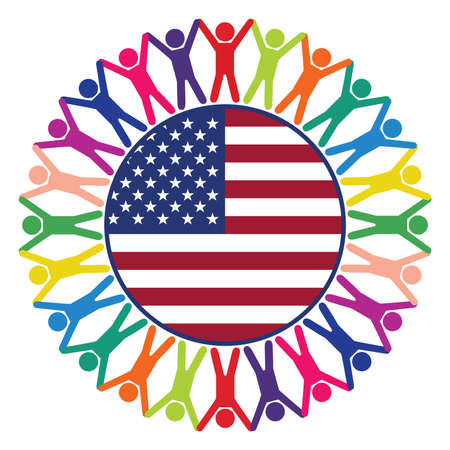 vector colorful icon, people of United States of Americaのイラスト素材