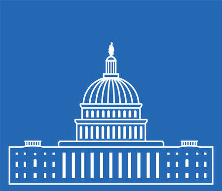 icon of united states capitol hill building washington dc, american congress, white symbol design on...