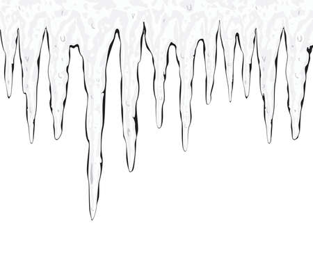 vector drawing of melting icicles and snow on white background, spring season designのイラスト素材