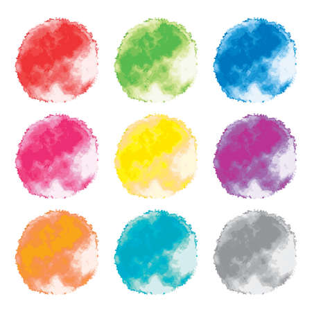 vector set of watercolor backgrounds. abstract splashes of watercolour paint textures. collection of colorful water color design illustrationsのイラスト素材