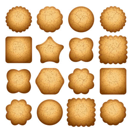 vector set of biscuit cookies of different shapes on white background. eps10 illustrationのイラスト素材
