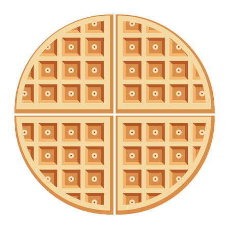 Vector breakfast waffles isolated on white background. Belgium round waffle as sweet delicious food concept.のイラスト素材